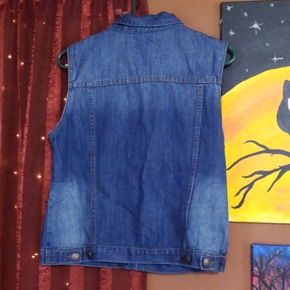 Adam Levine Sleeveless Denim Blue Jean Vest, large - Picture 2 of 5